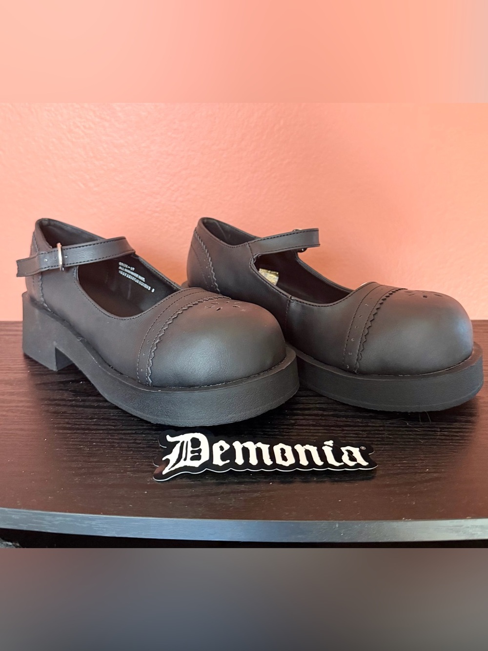 Demonia Matte Black Mary Jane Platform Flats